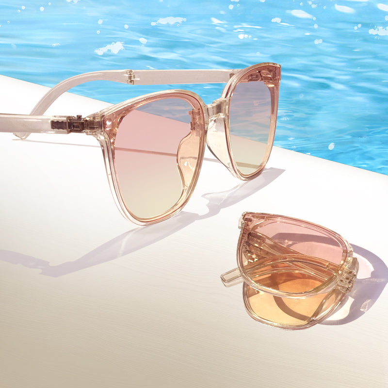 Blush Pink Square Foldable Gradient Sunglasses