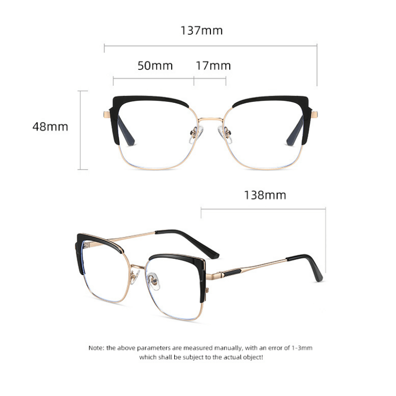 Metal Square Blue Light Blocking Eyeglasses