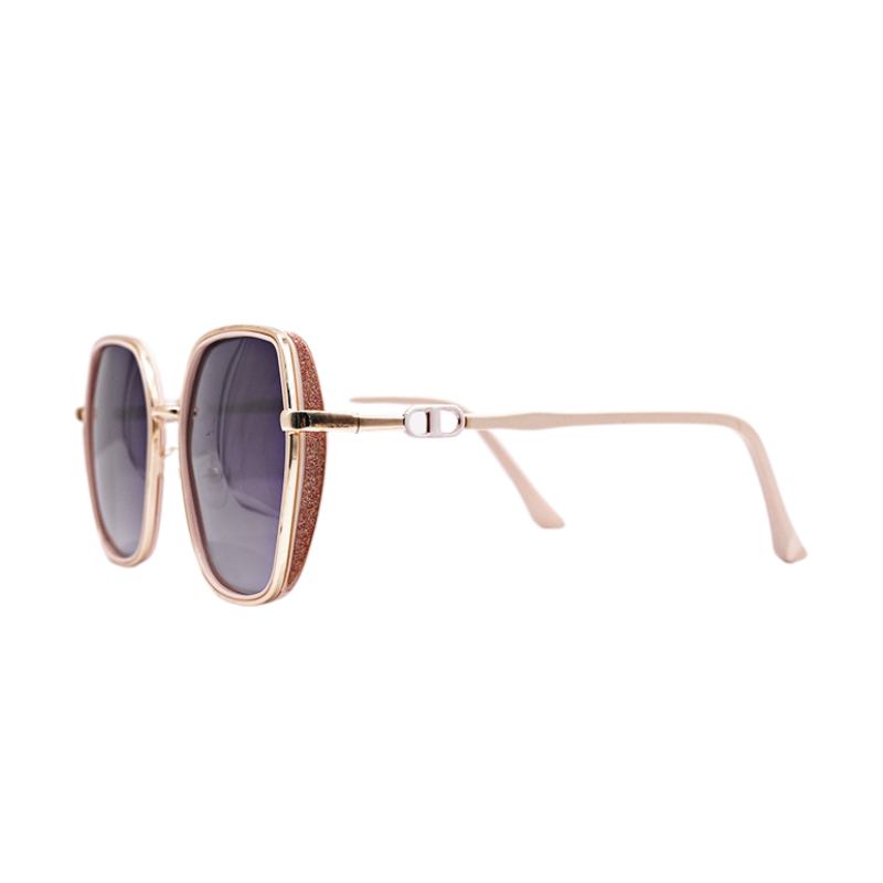 Rose Gold Square Gradient Gray Sunglasses