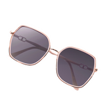 Rose Gold Square Gradient Gray Sunglasses