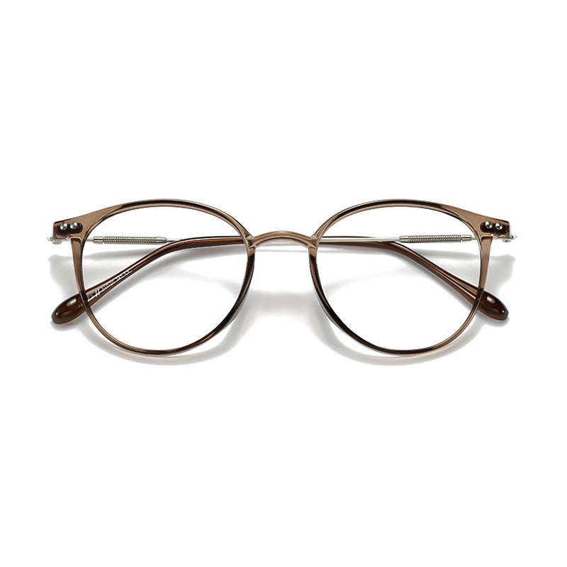 Round Tea Brown Blue Light Blocking Glasses