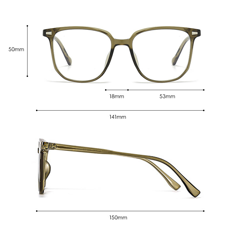 Square Cool Tea Blue Light Blocking Glasses