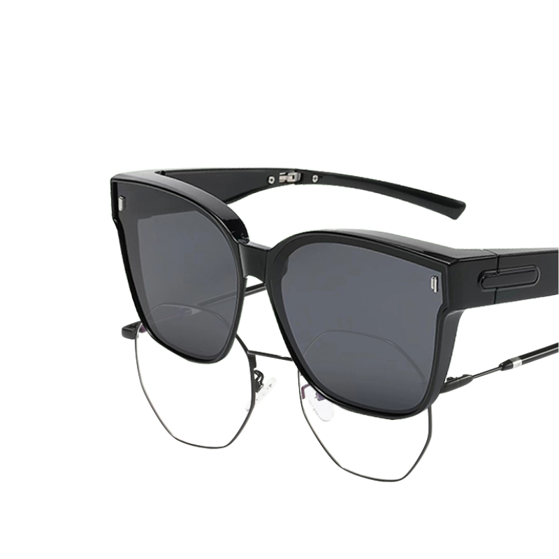 Square Foldable Clip-On Sunglasses