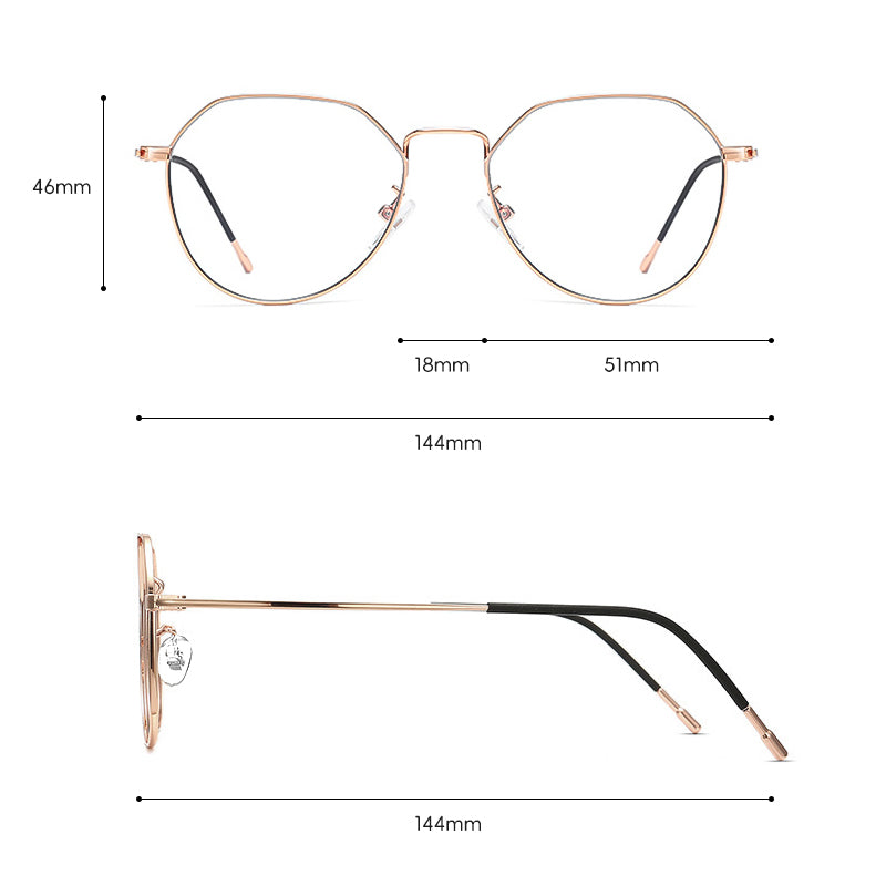 Square Rose Gold Blue Light Eyeglasses